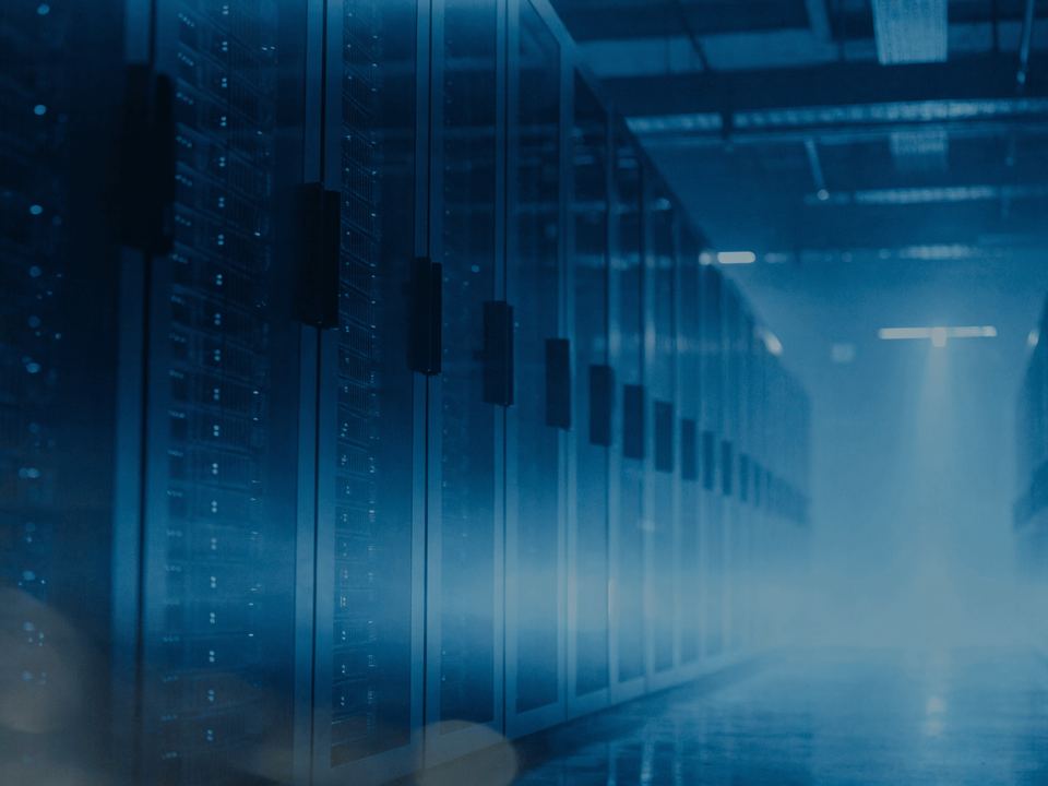 Aisle of server racks in a data centre